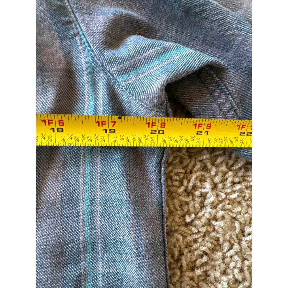The North Face Small Faded Teal Blue Gray Tartan Plaid Flannel Button Down Shirt - Picture 6 of 8
